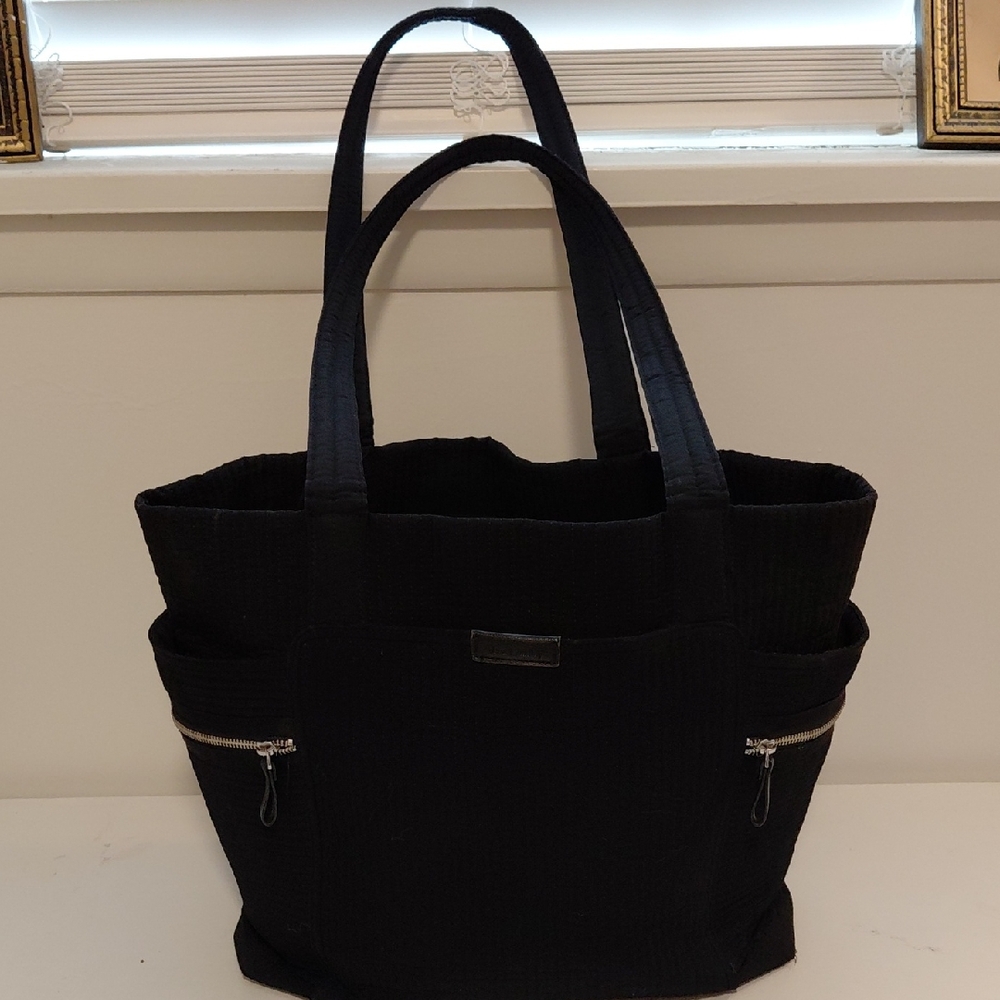 Vera Bradley Chic Black Tote with Zipper Pockets